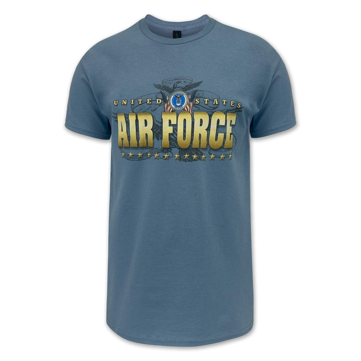 United States Air Force Gold Flags T-Shirt (Stone Blue)