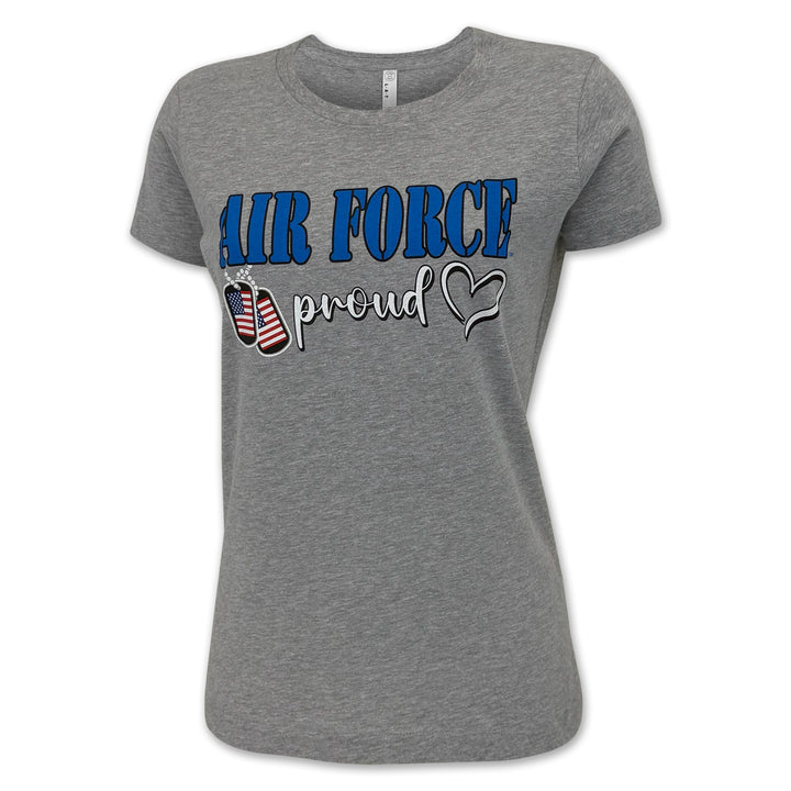 Air Force Proud Ladies Dog Tag T-Shirt (Grey)
