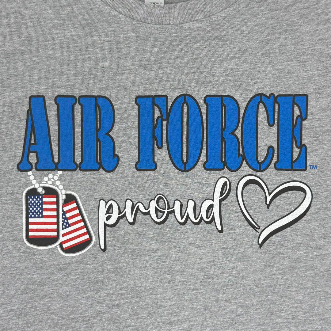Air Force Proud Ladies Dog Tag T-Shirt (Grey)