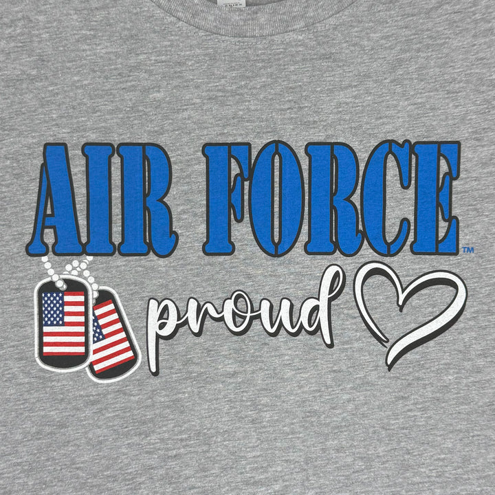 Air Force Proud Ladies Dog Tag T-Shirt (Grey)