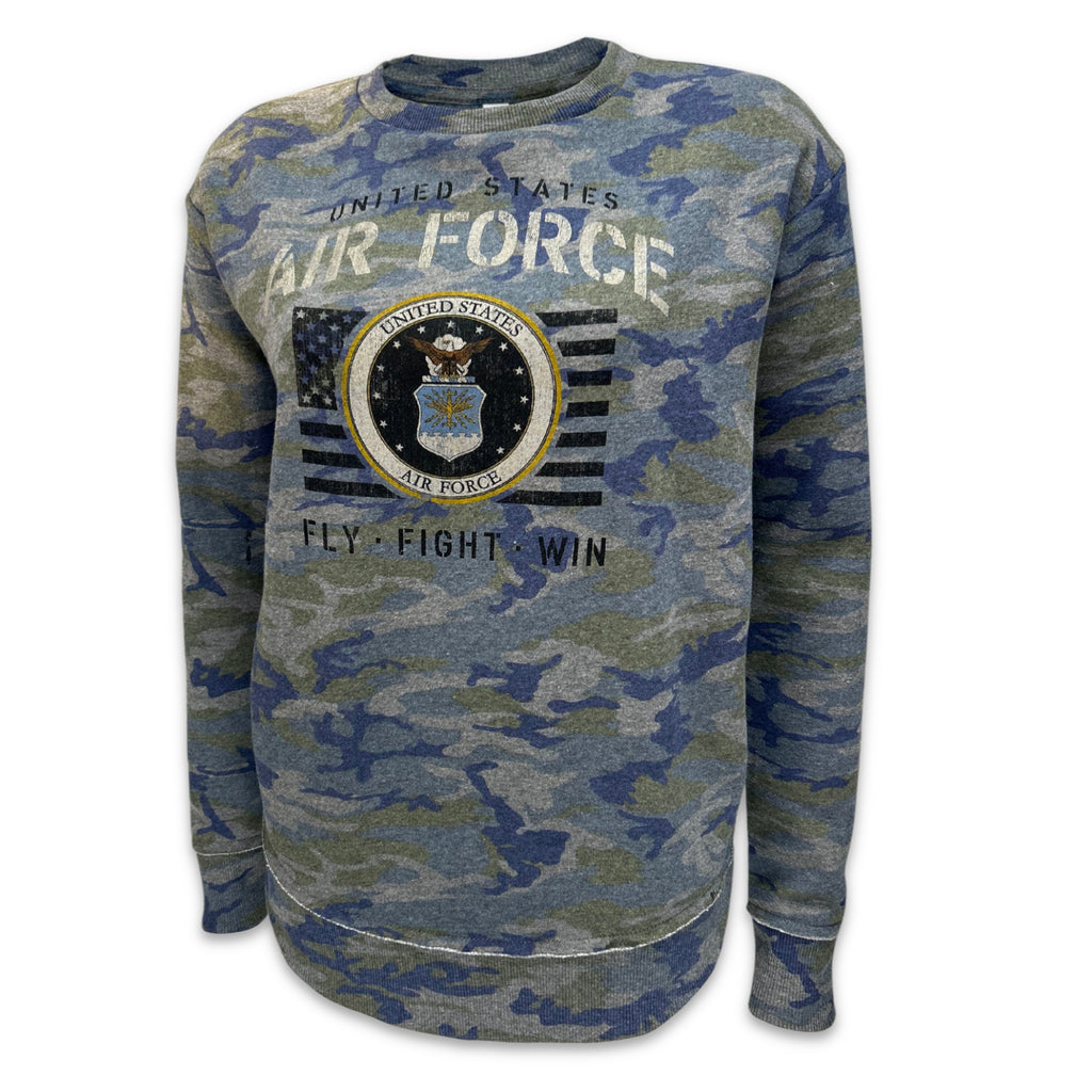 Air Force Ladies Vintage Stencil Fleece Crewneck (Camo)