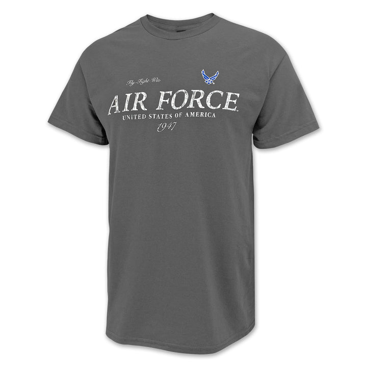 U.S. Air Force Distressed Print Top Icon T-Shirt (Charcoal)
