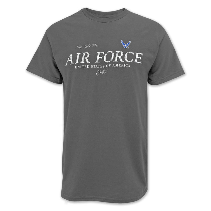 U.S. Air Force Distressed Print Top Icon T-Shirt (Charcoal)
