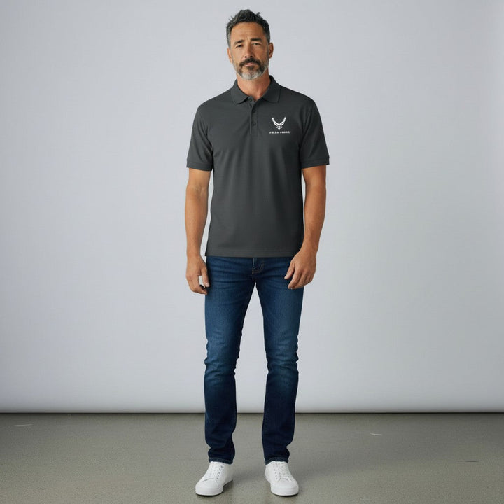 U.S. Air Force Men's Legacy Pique Polo Tall (Carbon)*