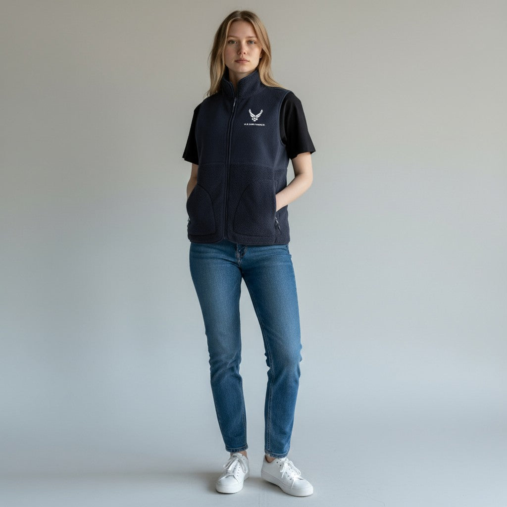 U.S. Air Force Women's Nostalgic Full Zip Vest (Navy)*