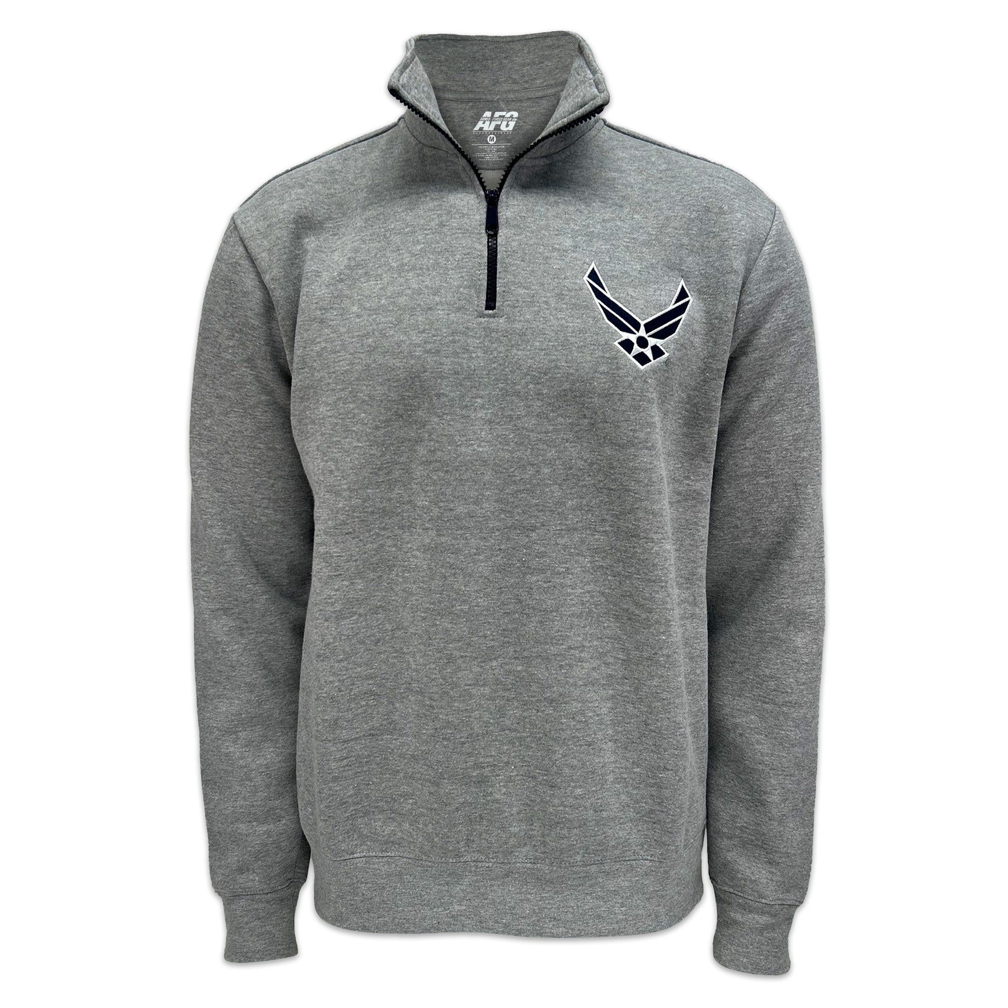 Air Force Wings Tackle Twill Embroidered Fleece Quarter Zip (Grey)