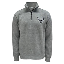 Load image into Gallery viewer, Air Force Wings Tackle Twill Embroidered Fleece Quarter Zip (Grey)