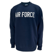 Load image into Gallery viewer, Air Force Wings Tackle Twill Embroidered Raglan Fleece Crewneck (Navy)
