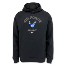 Load image into Gallery viewer, Air Force Under Armour Fly Fight Win Rival Fleece Hood (Black)