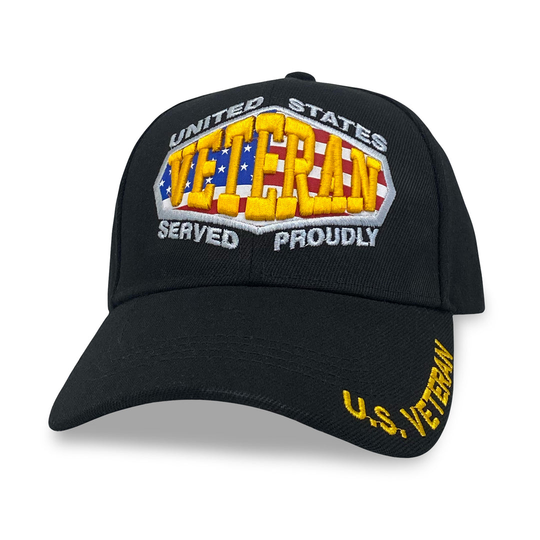 United States Veteran Served Proudly Hat (Black)