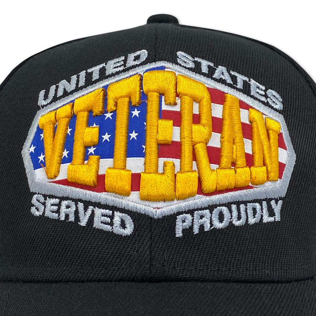 United States Veteran Served Proudly Hat (Black)
