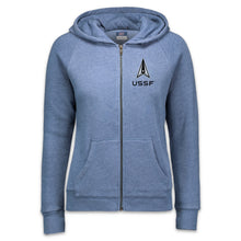 Load image into Gallery viewer, Space Force Delta Ladies Angel Fleece Full Zip Hoodie