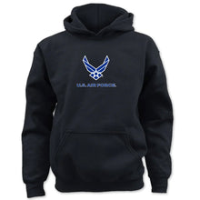 Load image into Gallery viewer, Pick Your Design Air Force Youth Hooded Sweatshirt (Black)