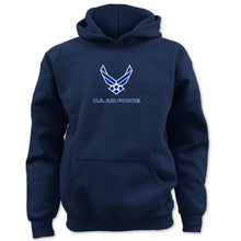 Load image into Gallery viewer, Pick Your Design Air Force Youth Hooded Sweatshirt (Navy)