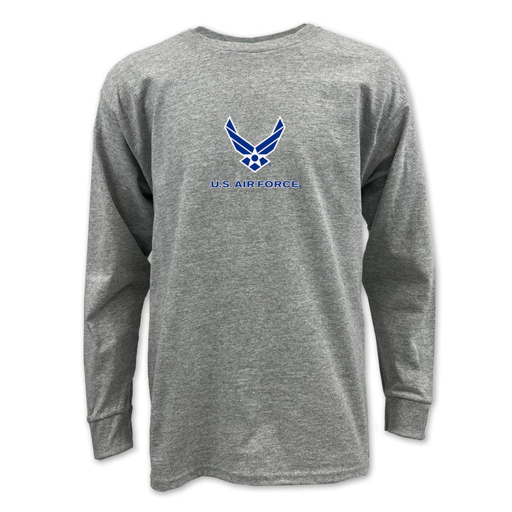 Pick Your Design Air Force Youth Long Sleeve T-Shirt (Grey)