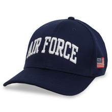 Load image into Gallery viewer, Air Force American Flag Cool Fit Structured Stretch Fit Hat (Navy)