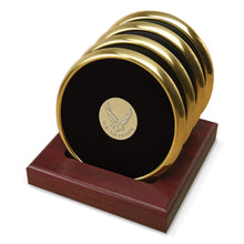 Load image into Gallery viewer, Air Force Wings Gold Tone Coaster Set of 4*