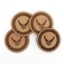 Load image into Gallery viewer, United States Air Force Wood Coasters (Set of 4)