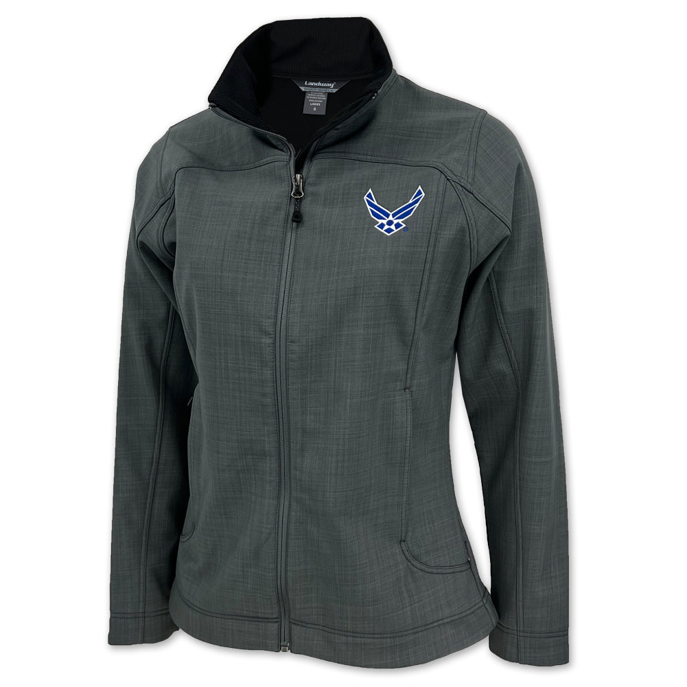 Air Force Wings Ladies Paragon Softshell Jacket (Charcoal)