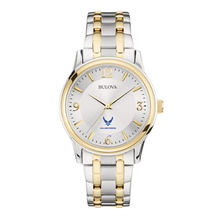 Load image into Gallery viewer, Air Force Wings Men&#39;s Bulova Stainless Steel Bracelet Watch (Silver/Gold)
