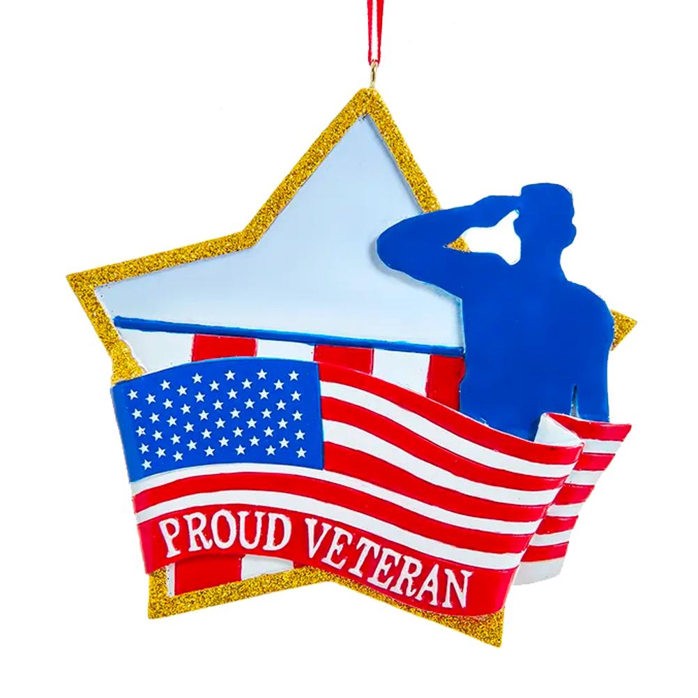 Proud Veteran Patriotic American Flag Ornament