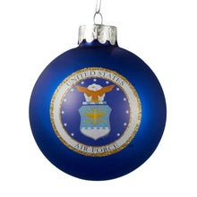 Load image into Gallery viewer, United States Air Force Seal Glass Ball Ornament (Royal)