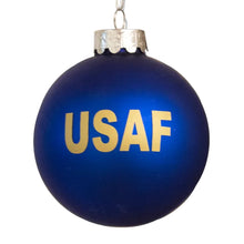 Load image into Gallery viewer, United States Air Force Seal Glass Ball Ornament (Royal)
