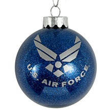 Load image into Gallery viewer, U.S Air Force Wings Aim High Glass Ball Ornament (Royal)