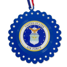 Load image into Gallery viewer, United States Air Force Seal Circle Stars Ornament (Royal)