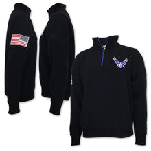Load image into Gallery viewer, Air Force Wings Embroidered Fleece 1/4 Zip (Black)