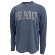Load image into Gallery viewer, Air Force Distressed Block Comfort Colors Long Sleeve T-Shirt (Denim)