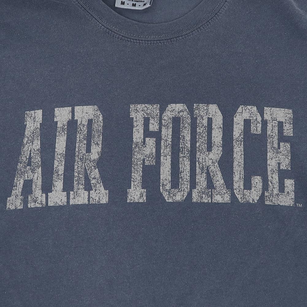 Air Force Distressed Block Comfort Colors Long Sleeve T-Shirt (Denim)