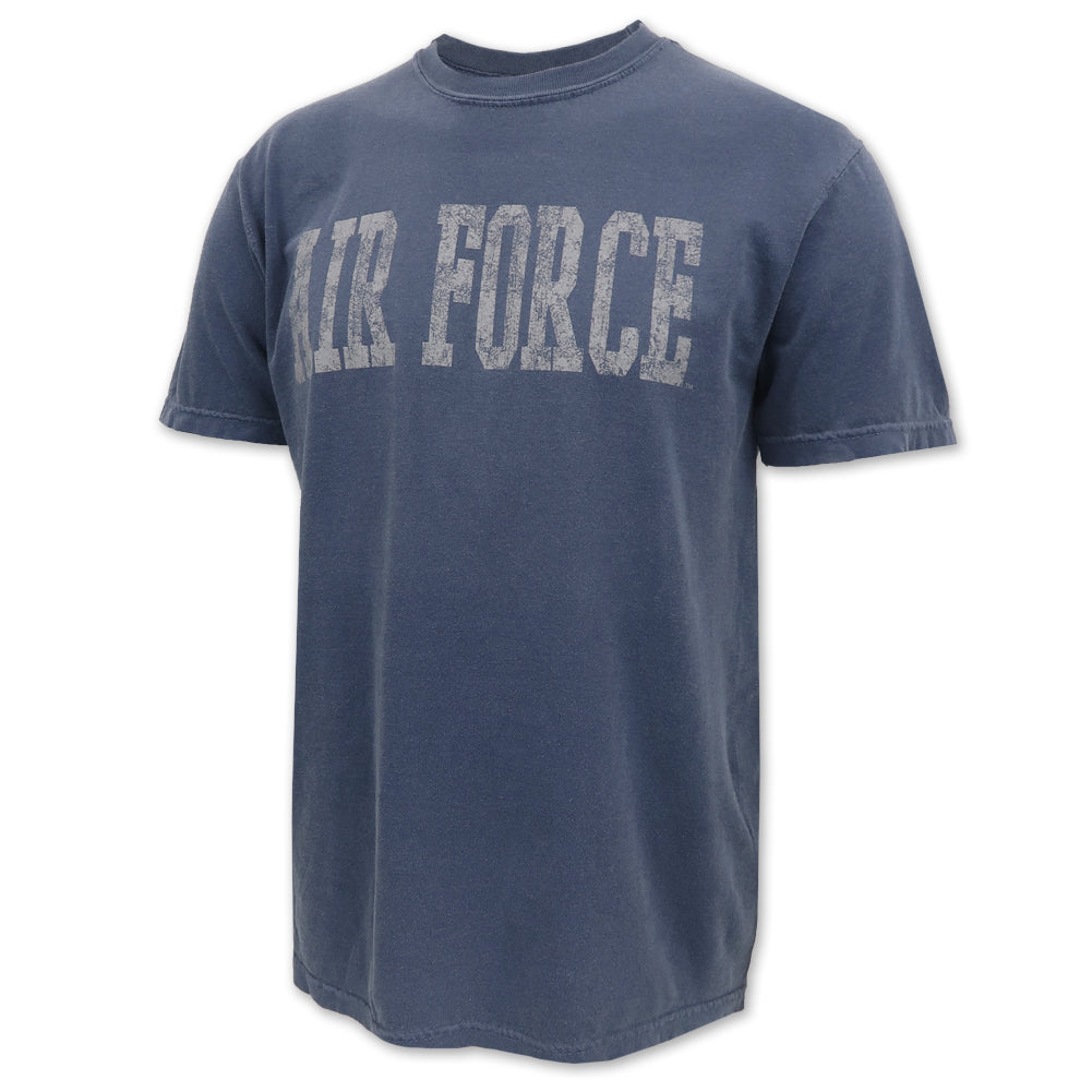 Air Force Distressed Block Comfort Colors T-Shirt (Denim)