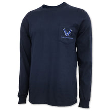 Load image into Gallery viewer, Air Force Wings Logo Pocket Long Sleeve Pocket T-Shirt