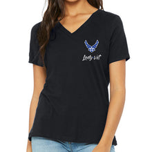 Load image into Gallery viewer, Air Force Lady Vet Left Chest Logo V-Neck T-Shirt