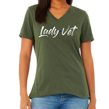 Load image into Gallery viewer, Air Force Lady Vet Full Chest Logo V-Neck T-Shirt