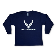 Load image into Gallery viewer, Air Force Youth Logo Core Long Sleeve T-Shirt (Navy)