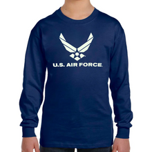Load image into Gallery viewer, Air Force Youth Logo Core Long Sleeve T-Shirt (Navy)