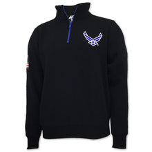 Load image into Gallery viewer, Air Force Wings Embroidered Fleece 1/4 Zip (Black)