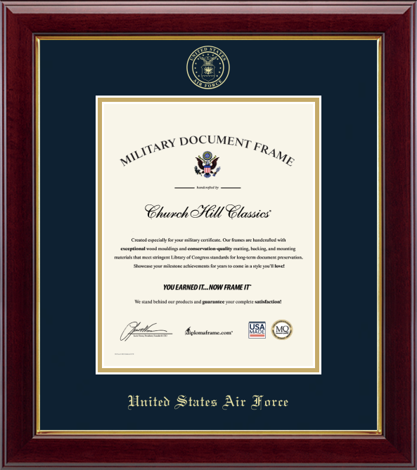 U.S. Air Force Gold Embossed Certificate Frame (Vertical)