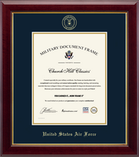 Load image into Gallery viewer, U.S. Air Force Gold Embossed Certificate Frame (Vertical)