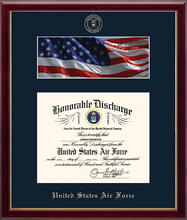 Load image into Gallery viewer, U.S. Air Force Photo and Honorable Discharge Certificate Frame (11x8.5)*