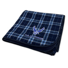 Load image into Gallery viewer, Air Force Wings Premium Flannel Blanket (Navy/Columbia)
