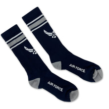 Load image into Gallery viewer, Air Force Stripe Wings Crew Socks (Navy)