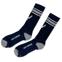 Load image into Gallery viewer, Air Force Stripe Wings Crew Socks (Navy)