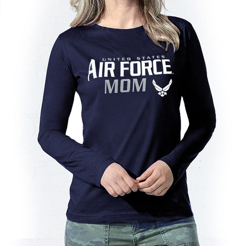 Ladies United States Air Force Mom Long Sleeve T-Shirt (Navy)
