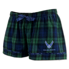 Load image into Gallery viewer, Air Force Ladies Wings Logo Flannel Shorts (Blackwatch)