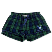 Load image into Gallery viewer, Air Force Ladies Wings Logo Flannel Shorts (Blackwatch)