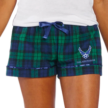 Load image into Gallery viewer, Air Force Ladies Wings Logo Flannel Shorts (Blackwatch)