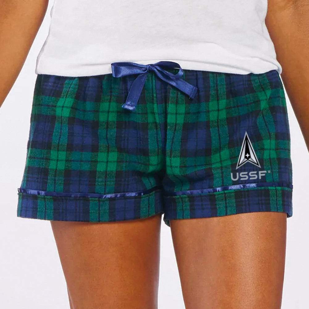 Space Force Ladies Flannel Shorts (Blackwatch)